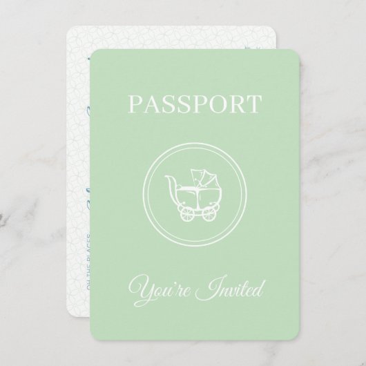 Neutrale Passport-Reisespieldusche Einladung (Vorne/Hinten)