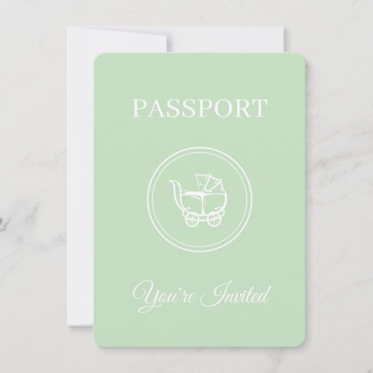 Neutrale Passport-Reisespieldusche Einladung (Vorderseite)
