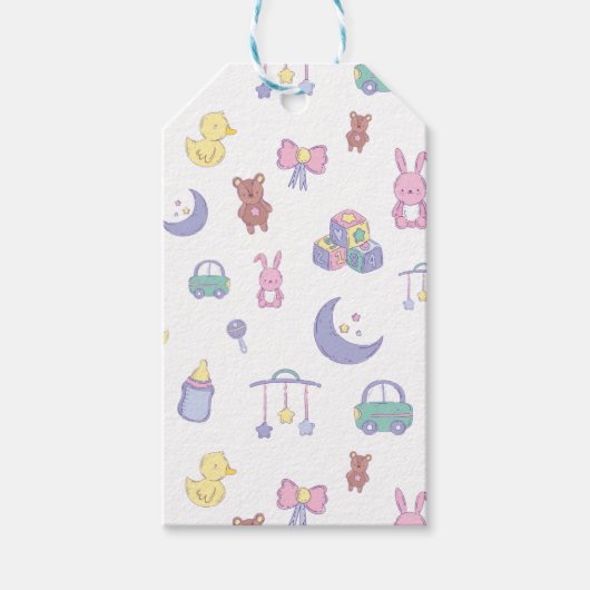 Neutrale Pastel-Babydusche Geschenkanhänger (Vorderseite)