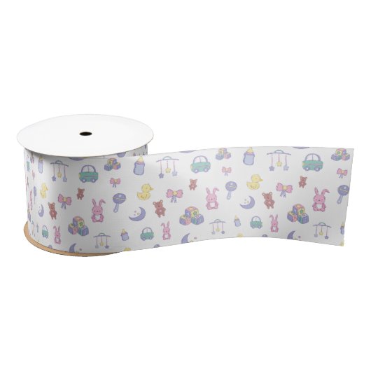 Neutrale Pastel-Babydusche Satinband (Spule)