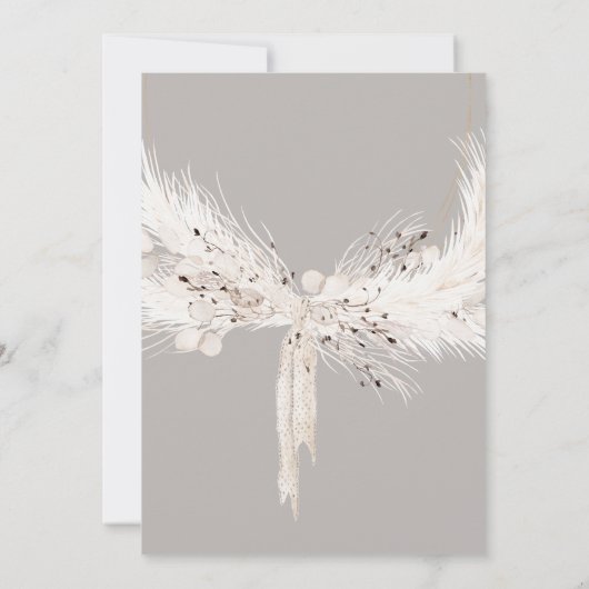 Neutrale Perlen in Wasserfarbe und Babydusche in F Einladung (Rückseite)