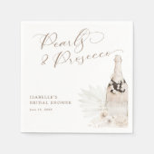 Neutrale Perlen und Prosecco-Brautparty Serviette (Vorderseite)