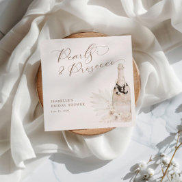 Neutrale Perlen und Prosecco-Brautparty Serviette