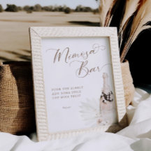 Neutrale Perlen und Prosecco Mimosa Bar Sign