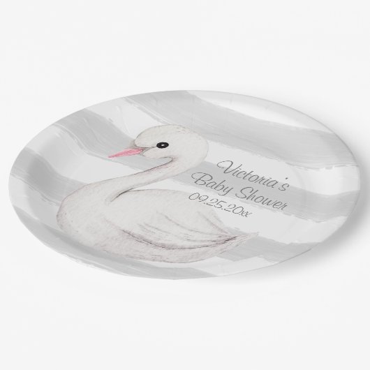 Neutrale Personalisierte Babydusche Pappteller (Schrägansicht)