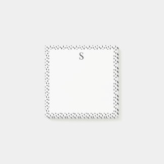 Neutrale Pinselstriche Elegantes Monogramm Schwarz Post-it Klebezettel