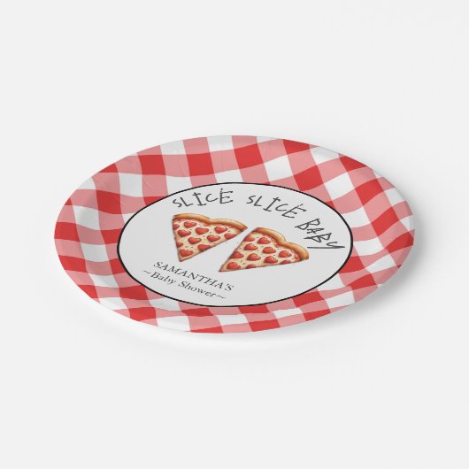 Neutrale Pizza Baby Dusche Pappteller (Schrägansicht)