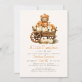 Neutrale Pumpkin Fall Bear Baby Dusche Einladung (Vorderseite)