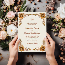 Neutrale Retro-Blume | Hochzeit Einladung