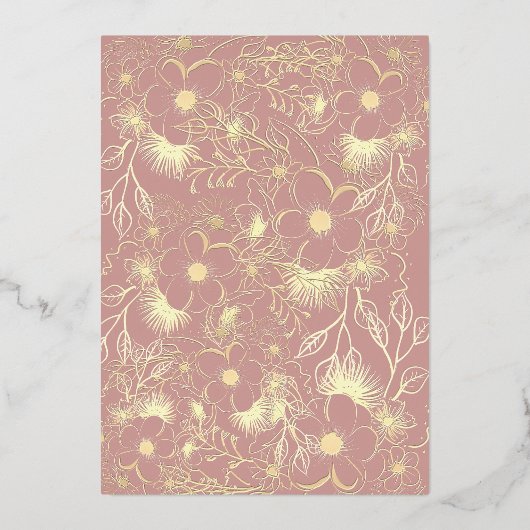 Neutrale Rose Folieneinladung (Rückseite)