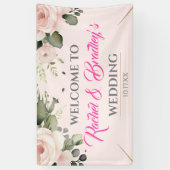 Neutrale Rose Grüne Hochzeitsrahmen anpassen Banner (Vertikal)