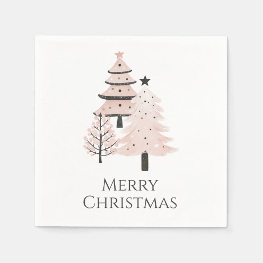 Neutrale Rosé-Weihnachtsbaum-Papier-Servietten Serviette (Vorderseite)