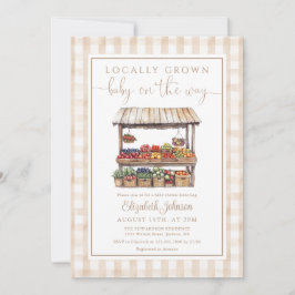 Neutrale, rustikale Babydusche aus lokalem Anbau Einladung