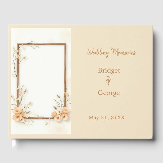 Neutrale rustikale Botanische Hochzeit Gästebuch (Vorderseite)