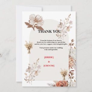 Neutrale rustikale Hochzeits-Dankeskarte Dankeskarte
