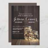 Neutrale Rustikale Holzhütte Hochzeitsmason Jar Li Einladung (Vorne/Hinten)