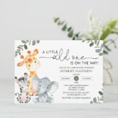Neutrale Safari Animal Wild One Baby Shower Einladung (Stehend Vorderseite)