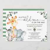 Neutrale Safari Animal Wild One Baby Shower Einladung (Vorne/Hinten)