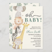 Neutrale Safari-Babydusche Einladung (Vorne/Hinten)