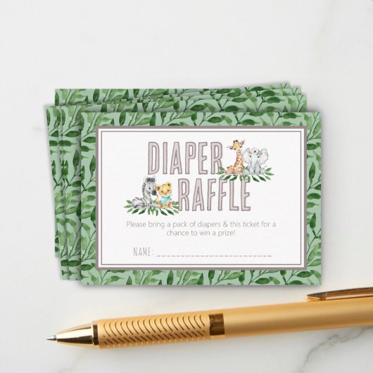 Neutrale Safari-Babydusche-Windelwindeln Begleitkarte