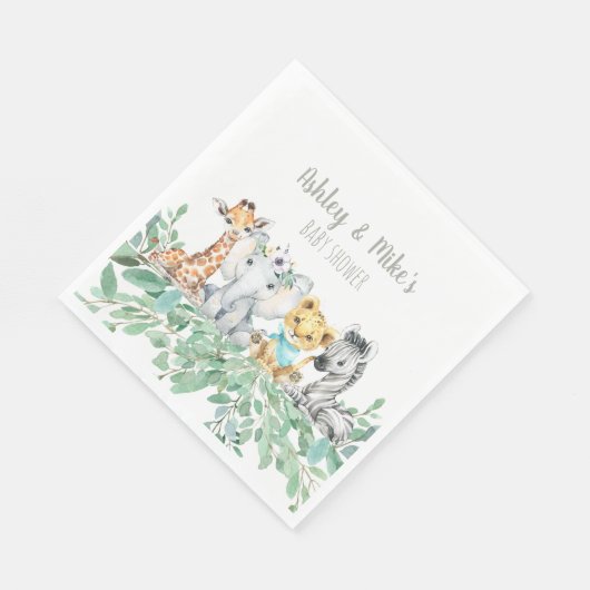 Neutrale Safari-Themendusche oder Geburtstag Serviette (Ecke)