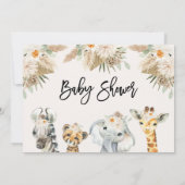 Neutrale Safari-Tiere Baby-Dusche Einladung (Rückseite)