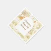 Neutrale Safari-Wild-One-Blumen-Erstgeburtstag Serviette (Ecke)