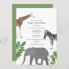 Neutrale Safari Wildtiere Baby Dusche Einladung