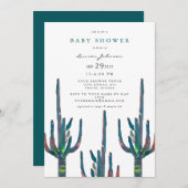 Neutrale Saguaro Cactus Baby Shower Einladung (Vorne/Hinten)
