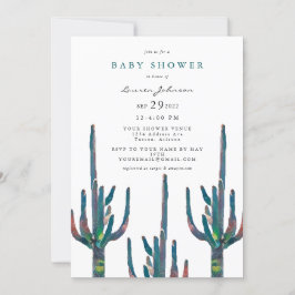 Neutrale Saguaro Cactus Baby Shower Einladung