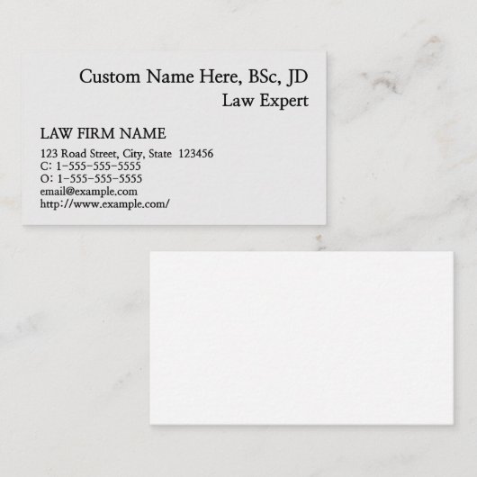 Neutrale, Schlichte Anwaltskarte Visitenkarte (Vorne/Hinten)