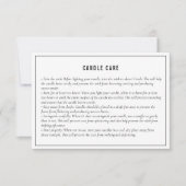 Neutrale Schwarz-weiße Candle Care Instruction Car Dankeskarte (Vorderseite)