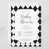 Neutrale schwarz-weiße Diamant-Raute Einladung (Vorderseite)