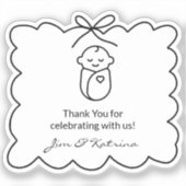 Neutrale schwarze moderne Babydusche Vielen Dank Aufkleber (Vorderseite)