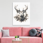 Neutrale Sepia-Farben Wildtiere Hirsche Kunst Leinwanddruck (Insitu (Wohnzimmer))