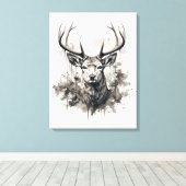 Neutrale Sepia-Farben Wildtiere Hirsche Kunst Leinwanddruck (Insitu (Holzboden))