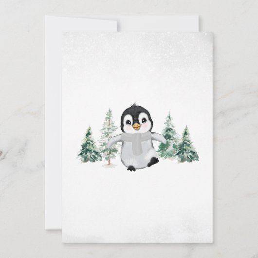 Neutrale Silberpinguin-Babydusche Einladung (Rückseite)