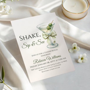 Neutrale Sip & See Tini Olive Martini Geschlechtse Einladung