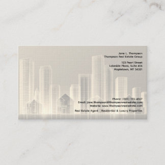 🏙️ Neutrale Skyline Immobilien-Geschäftskarte ✨💼 Visitenkarte