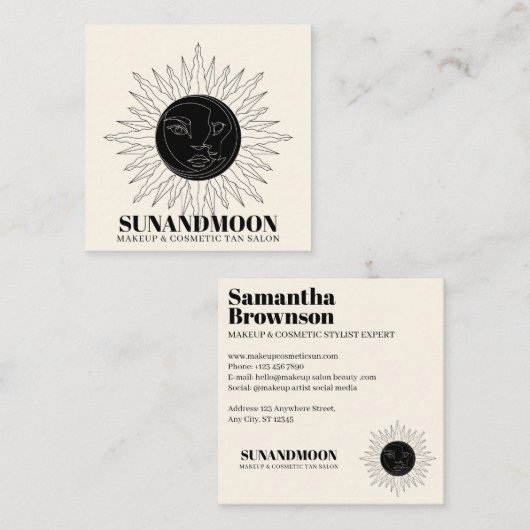 Neutrale spirituelle Solarenergie Heilung Sonnenmo Quadratische Visitenkarte (Vorne/Hinten)