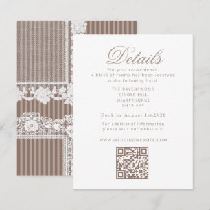 Neutrale Spitze Taupe Old Money Hochzeit QR Detail Begleitkarte