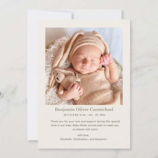 Neutrale Stars MInimal Simple Sweet Baby Ankündigung (Vorderseite)