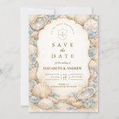 Neutrale Strandkranz-Hochzeit Save The Date (Vorderseite)