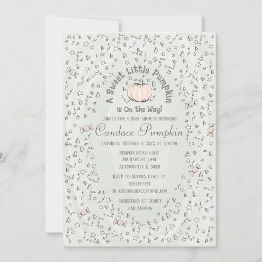 Neutrale, süße, kleine Kürbis-Baby-Dusche in Einladung (Vorderseite)