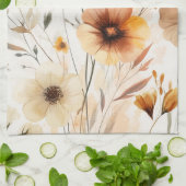 Neutrale Tan-Blume Wasserfarbenblüten Elegant Geschirrtuch (Gefaltet)