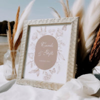 Neutrale Tan Floral Line Kunstkarten und Geschenke