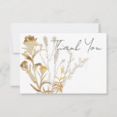 Neutrale Tan-Wildblumen Moderne Hochzeit Dankeskarte (Vorderseite)