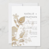 Neutrale Tan-Wildblumen Moderne Hochzeit Einladung (Vorderseite)