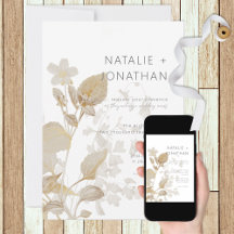 Neutrale Tan-Wildblumen Moderne Hochzeit