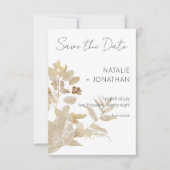 Neutrale Tan-Wildblumen Moderne Hochzeit Save The Date (Vorderseite)